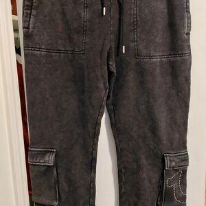 True Religion Black Branded Waistband Sweatpants